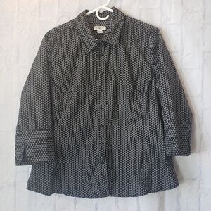 CATO Polka Dot Button Down Top XL Black & Tan